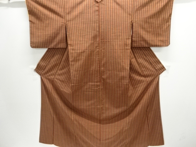 JAPANESE KIMONO / ANTIQUE KIMONO / SILK / FUSHI TSUMUGI / WOVEN STRIPE